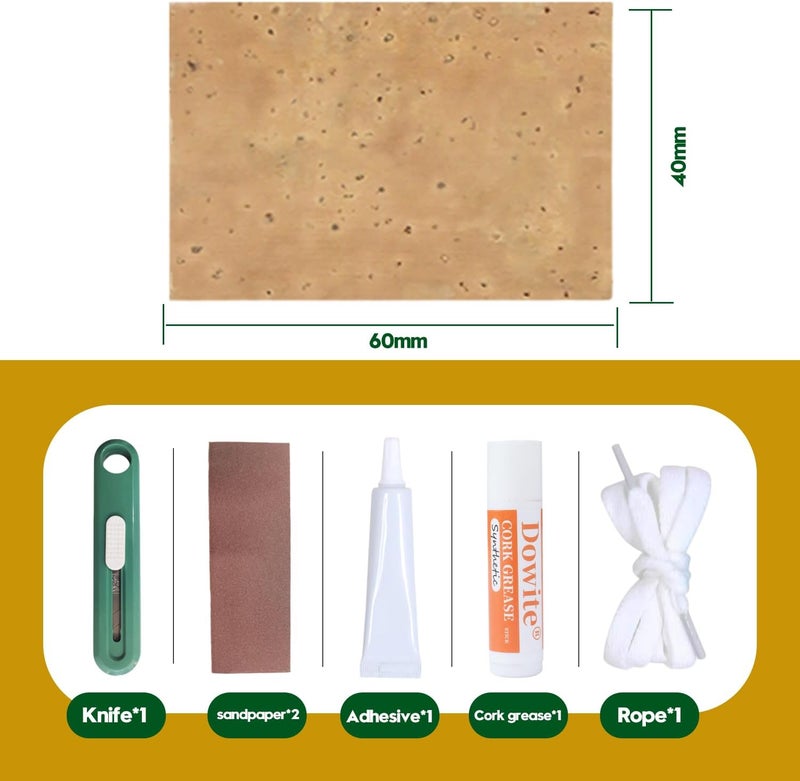 Dowite Alto Saxophone Cork Replacement Kit - 40mm x 60mm Corks 3 PCS, Blade, Rope, Sandpaper 2 PCS, Cork Grease,Adhesive - DIY Maintenance & Repair for Alto Sax - Image 2